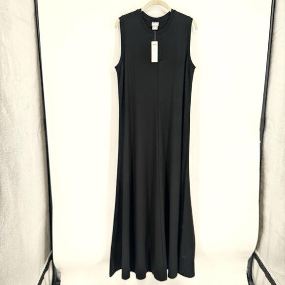 Chico's Dresses & Skirts - Chicos dress large L black sleeveless maxi minimalist rib trim ponte stretch